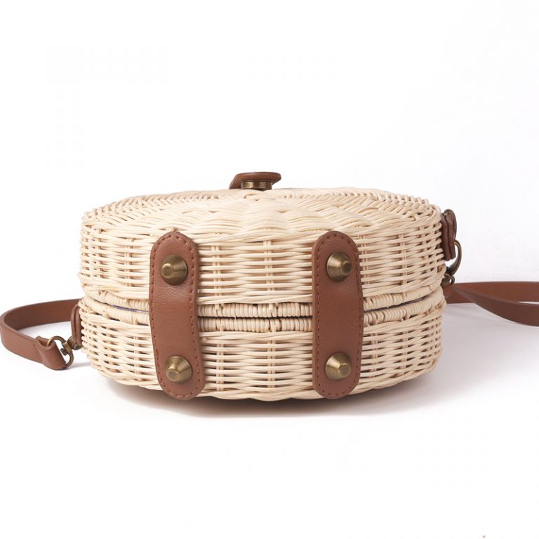 summer beach bali rattan straw round handbag