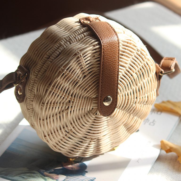 summer beach bali rattan straw round handbag