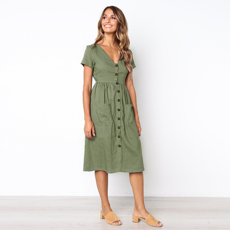 ISLA Summer Fun Dress – Army Green - Travel Inspired Styles